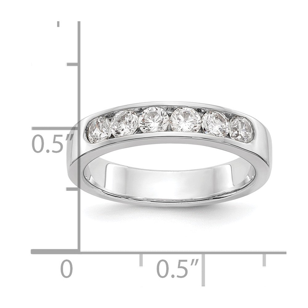 0.69ct. CZ Solid Real 14K White Gold 6-Stone Channel Wedding Band Ring
