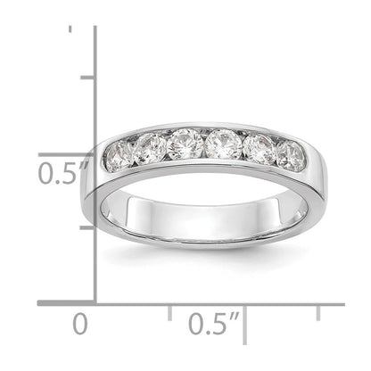 0.69ct. CZ Solid Real 14K White Gold 6-Stone Channel Wedding Band Ring