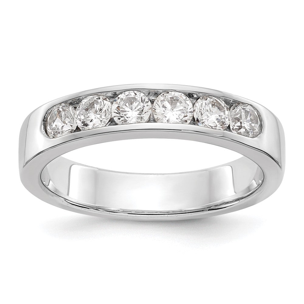 0.69ct. CZ Solid Real 14K White Gold 6-3.1mm Stone Channel Wedding Band Ring