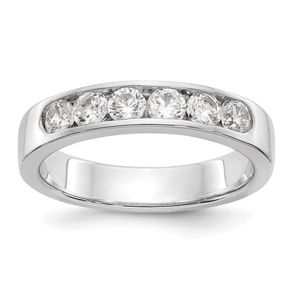 0.69ct. CZ Solid Real 14K White Gold 6-Stone Channel Wedding Band Ring