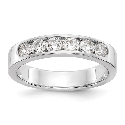 0.69ct. CZ Solid Real 14K White Gold 6-Stone Channel Wedding Band Ring
