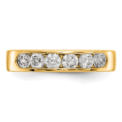 0.69ct. CZ Solid Real 14K Yellow Gold 6-3.1mm Stone Channel Wedding Band Ring