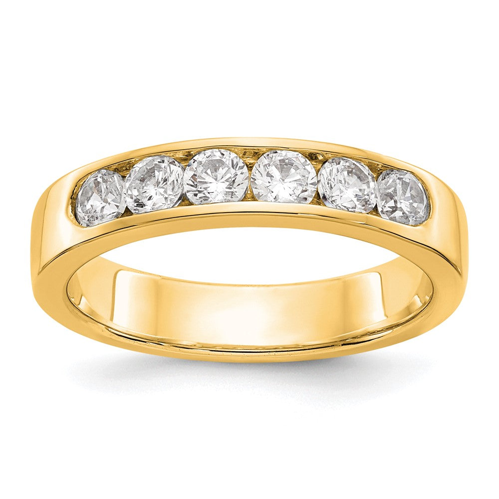 0.69ct. CZ Solid Real 14K Yellow Gold 6-3.1mm Stone Channel Wedding Band Ring