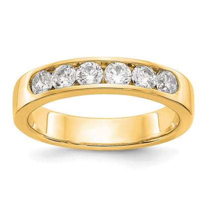 0.69ct. CZ Solid Real 14K Yellow Gold 6-3.1mm Stone Channel Wedding Band Ring