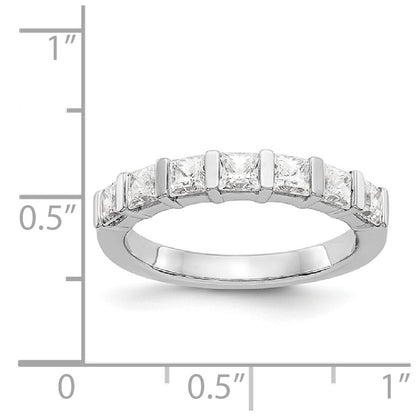 14K White Gold 7-Stone Real Diamond Band