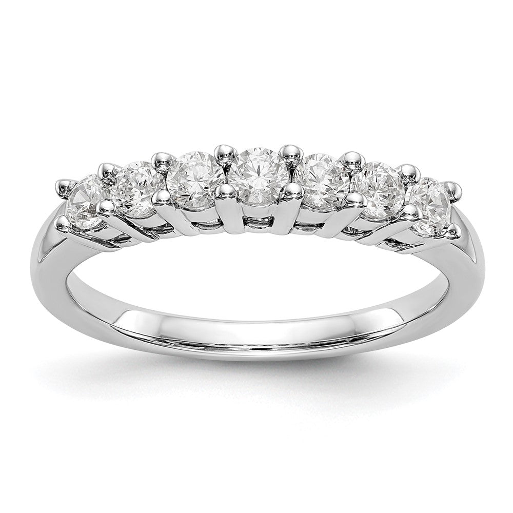 14k White Gold 7-Stone Shared Prong 1/2 carat Complete Round Diamond Band