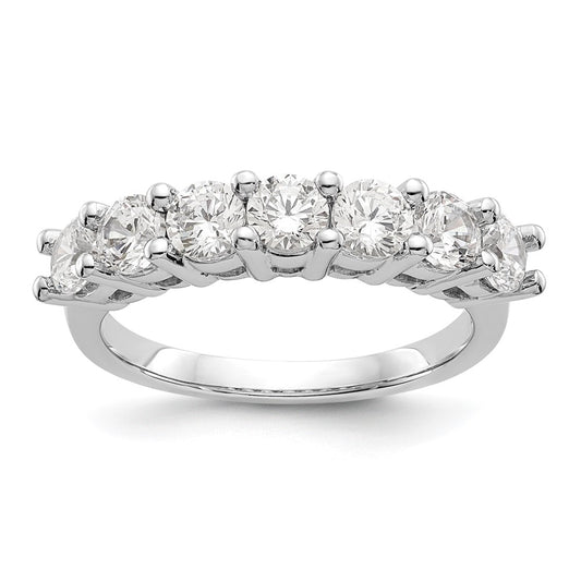 14K White Gold 7-Stone Real Diamond Band