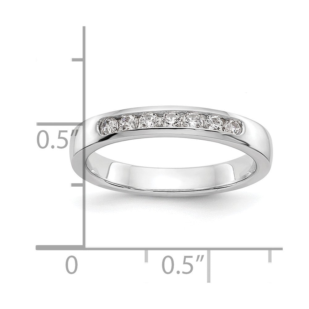 0.25ct. CZ Solid Real 14K White Gold 7-2mm Stone Channel Wedding Band Ring