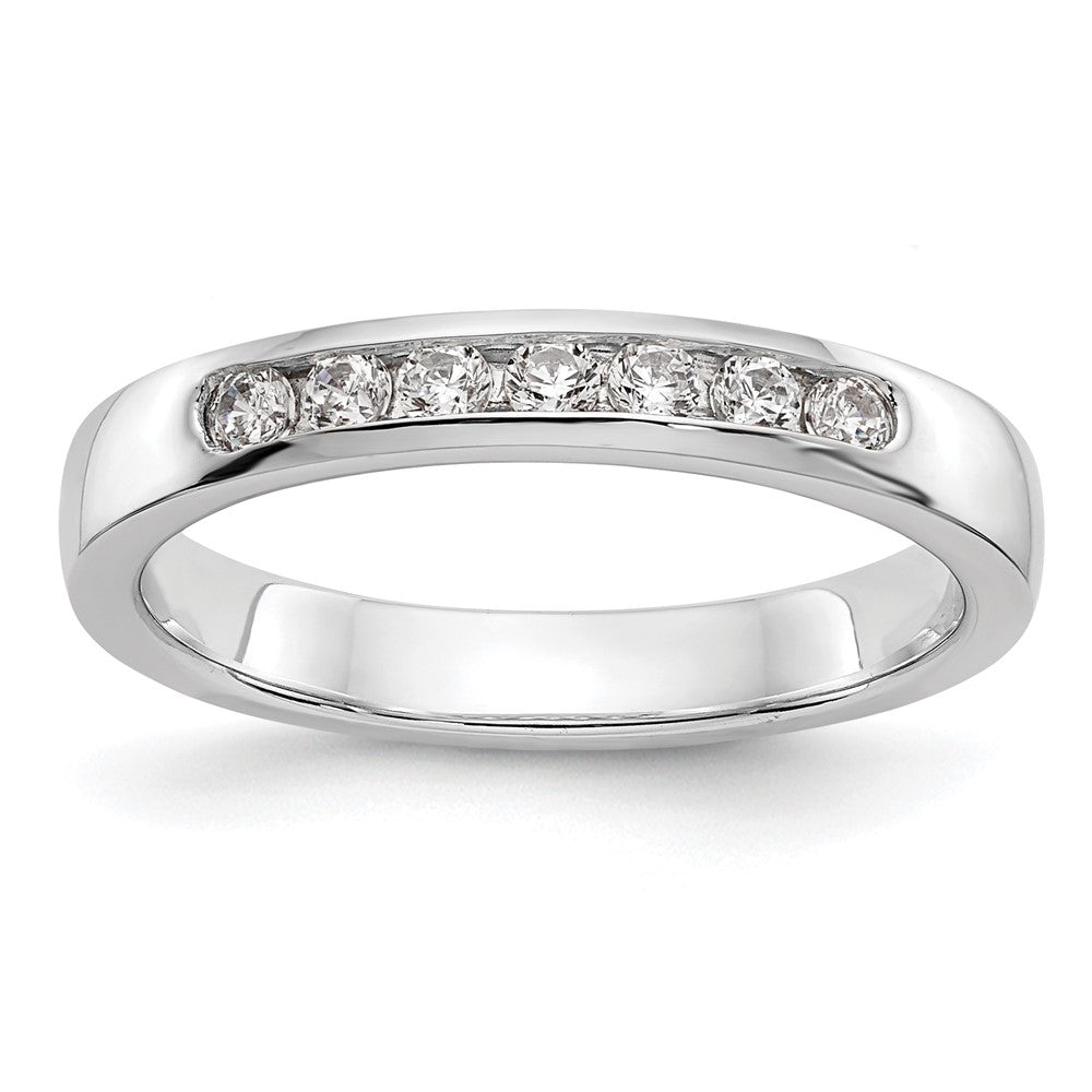 0.25ct. CZ Solid Real 14K White Gold 7-2mm Stone Channel Wedding Band Ring