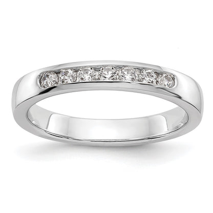 0.25ct. CZ Solid Real 14K White Gold 7-2mm Stone Channel Wedding Band Ring