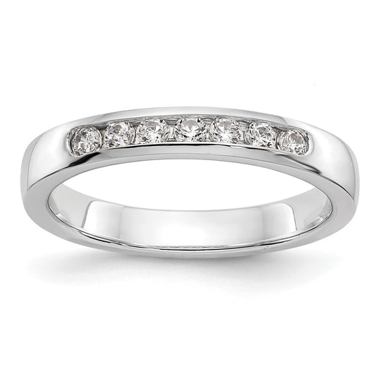 14k White Gold 7-Stone 1/4 carat Round Diamond Complete Channel Band