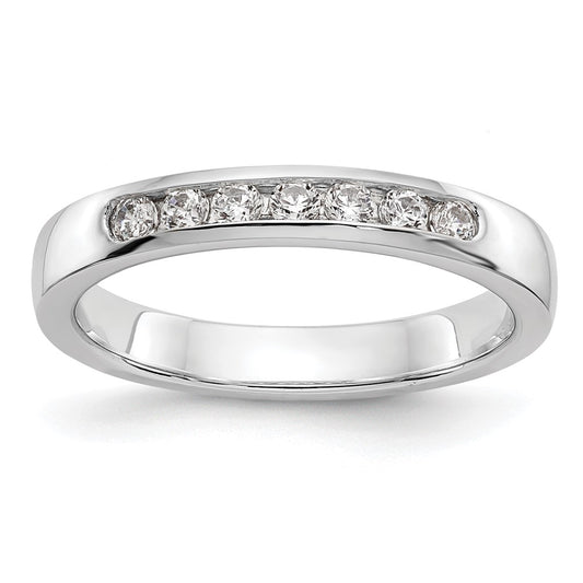 0.25ct. CZ Solid Real 14K White Gold 7-Stone Channel Wedding Band Ring