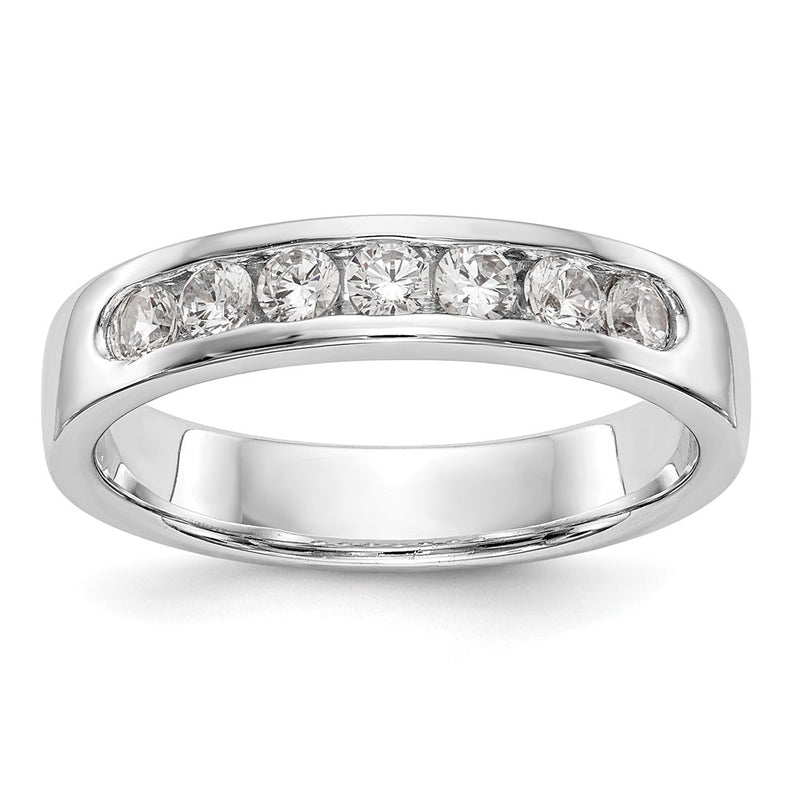 14K White Gold 7-Stone Real Diamond Channel Band