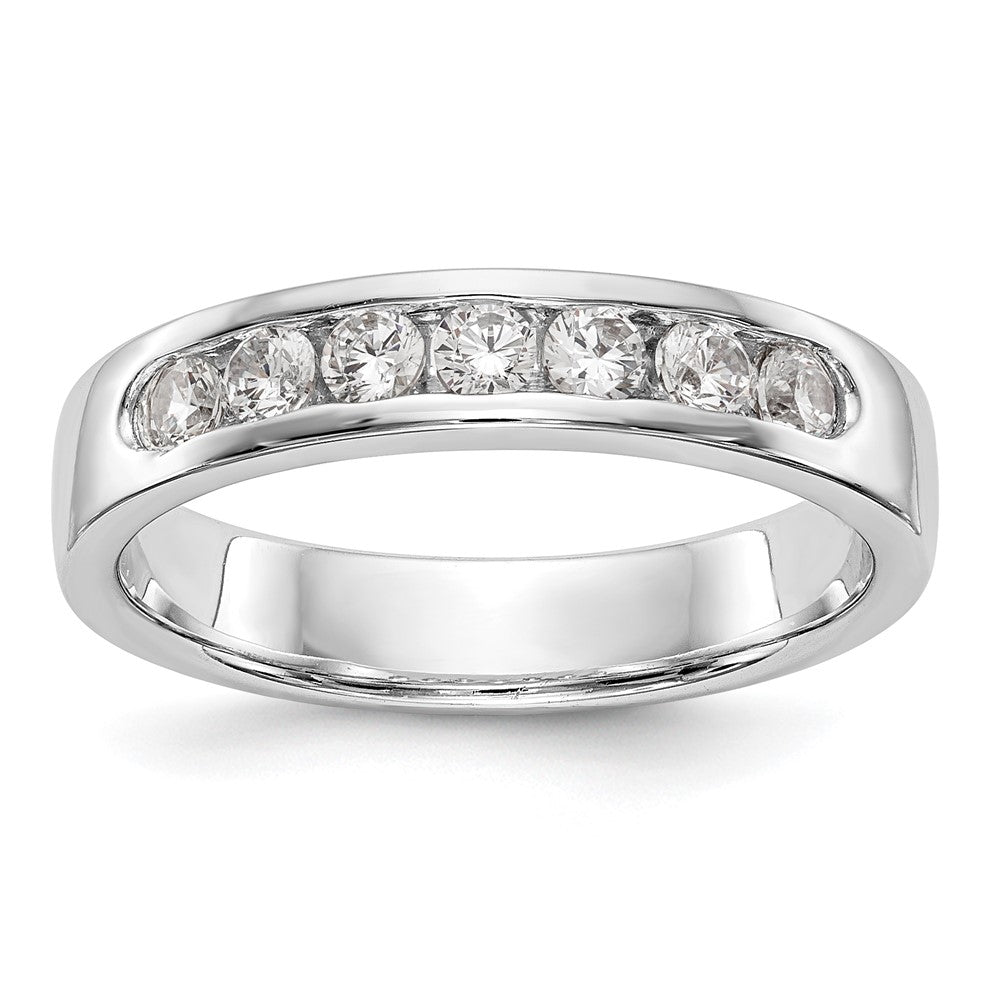 0.37ct. CZ Solid Real 14K White Gold 7-Stone Channel Wedding Band Ring