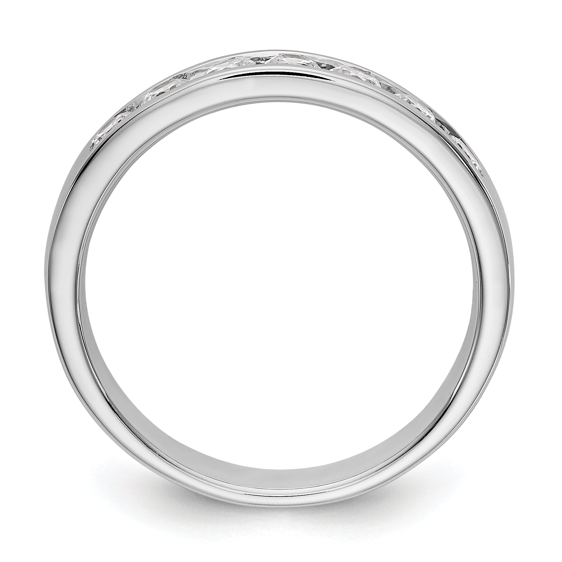 0.49ct. CZ Solid Real 14K White Gold 7-Stone Channel Wedding Band Ring