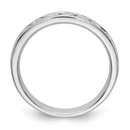 0.49ct. CZ Solid Real 14K White Gold 7-Stone Channel Wedding Band Ring