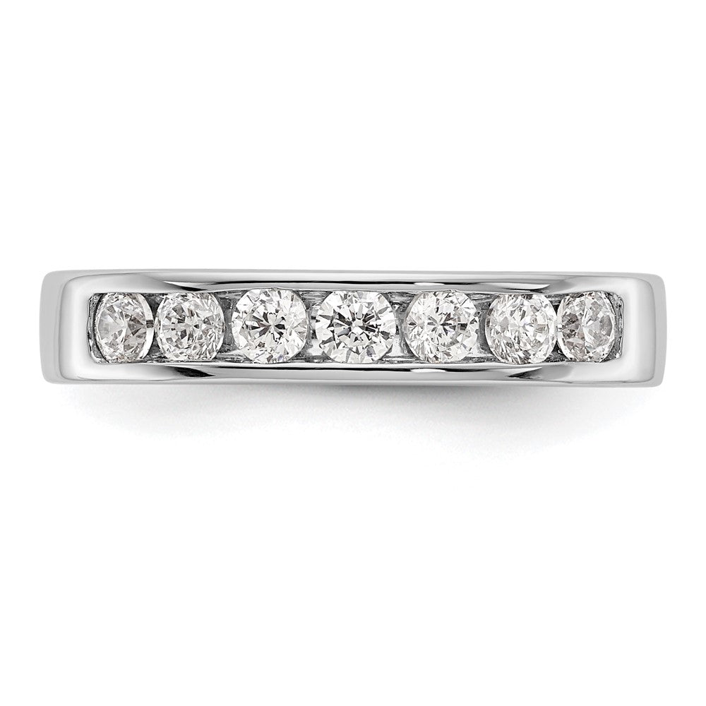 0.49ct. CZ Solid Real 14K White Gold 7-Stone Channel Wedding Band Ring