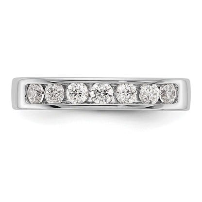 0.49ct. CZ Solid Real 14K White Gold 7-Stone Channel Wedding Band Ring