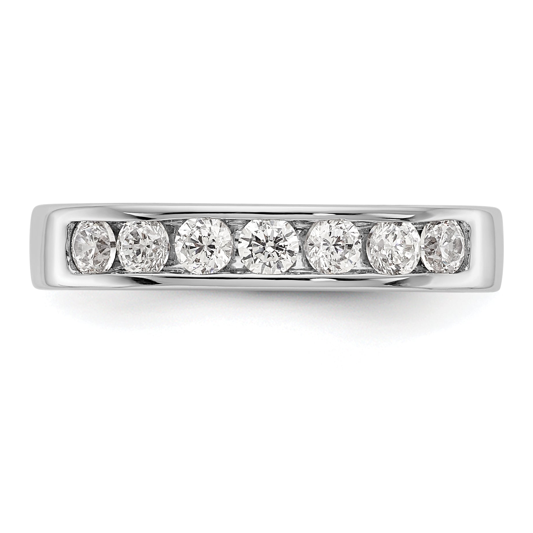 0.49ct. CZ Solid Real 14K White Gold 7-Stone Channel Wedding Band Ring