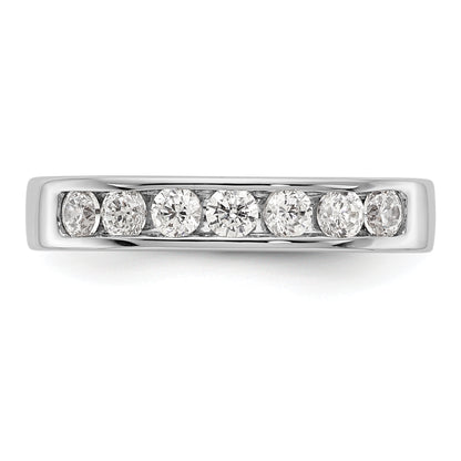 0.49ct. CZ Solid Real 14K White Gold 7-Stone Channel Wedding Band Ring