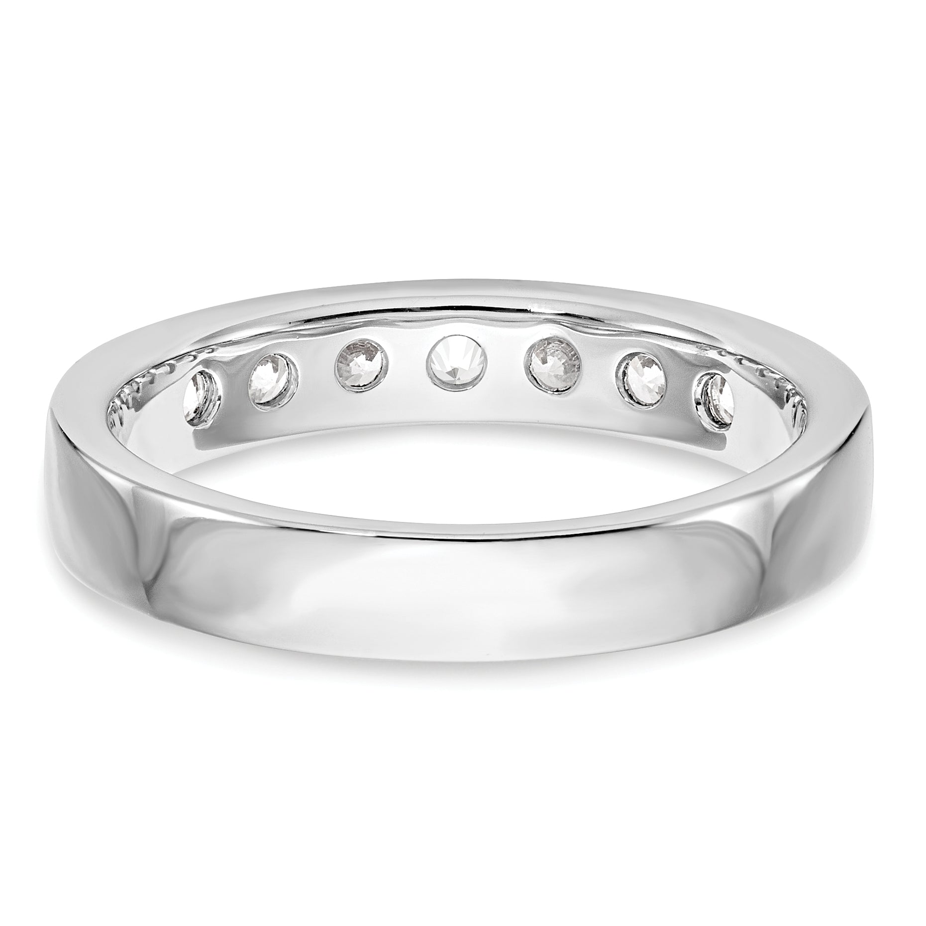 0.49ct. CZ Solid Real 14K White Gold 7-Stone Channel Wedding Band Ring