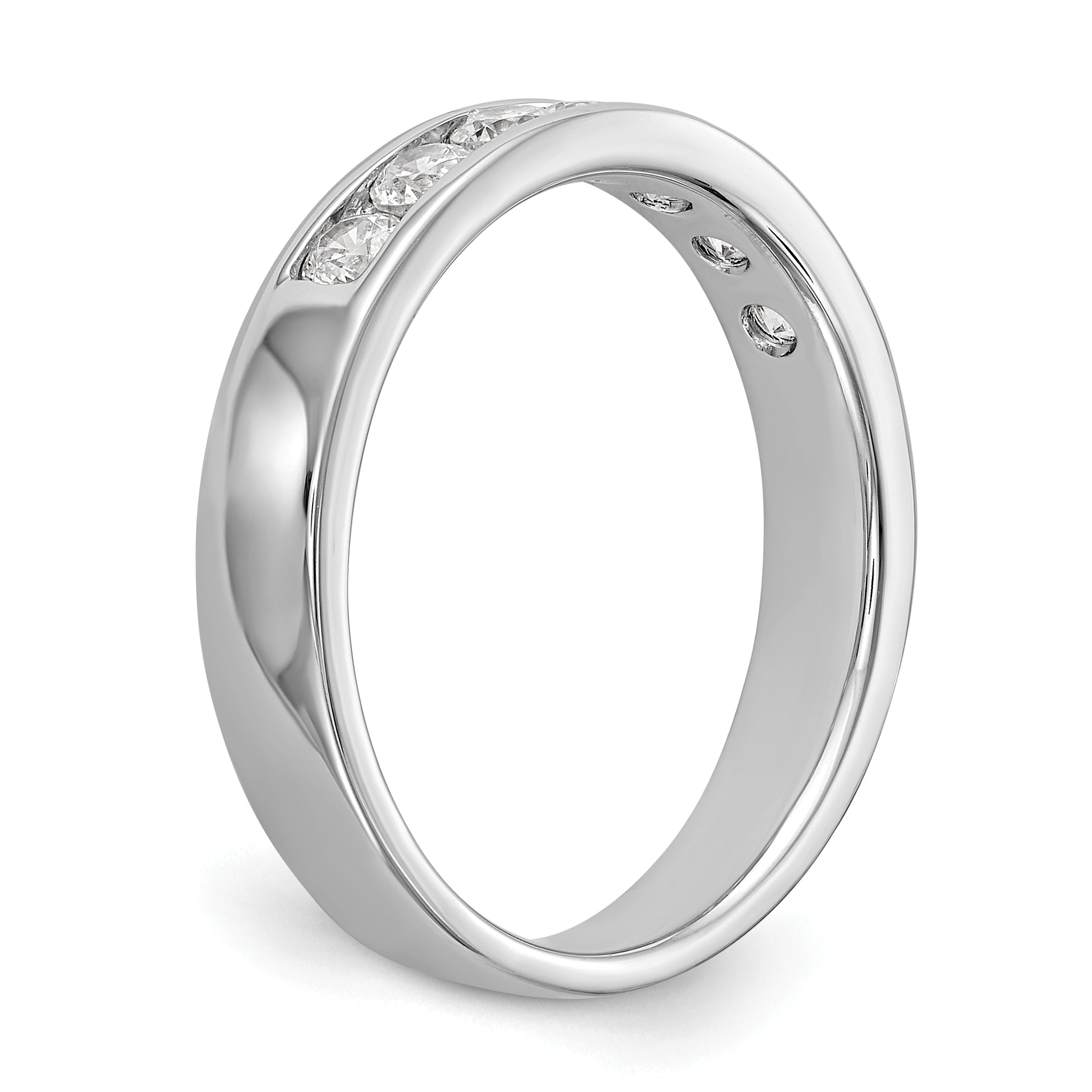 0.49ct. CZ Solid Real 14K White Gold 7-Stone Channel Wedding Band Ring