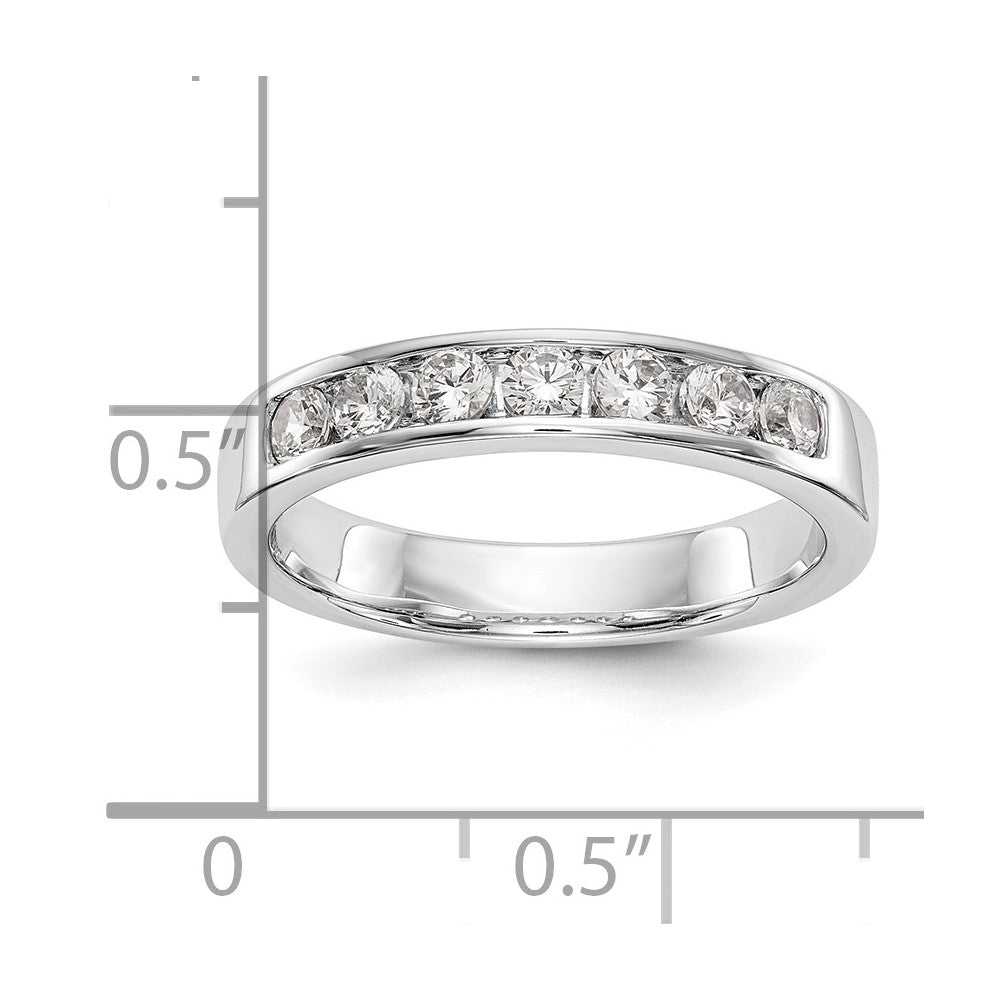 0.49ct. CZ Solid Real 14K White Gold 7-Stone Channel Wedding Band Ring