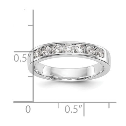 0.49ct. CZ Solid Real 14K White Gold 7-Stone Channel Wedding Band Ring