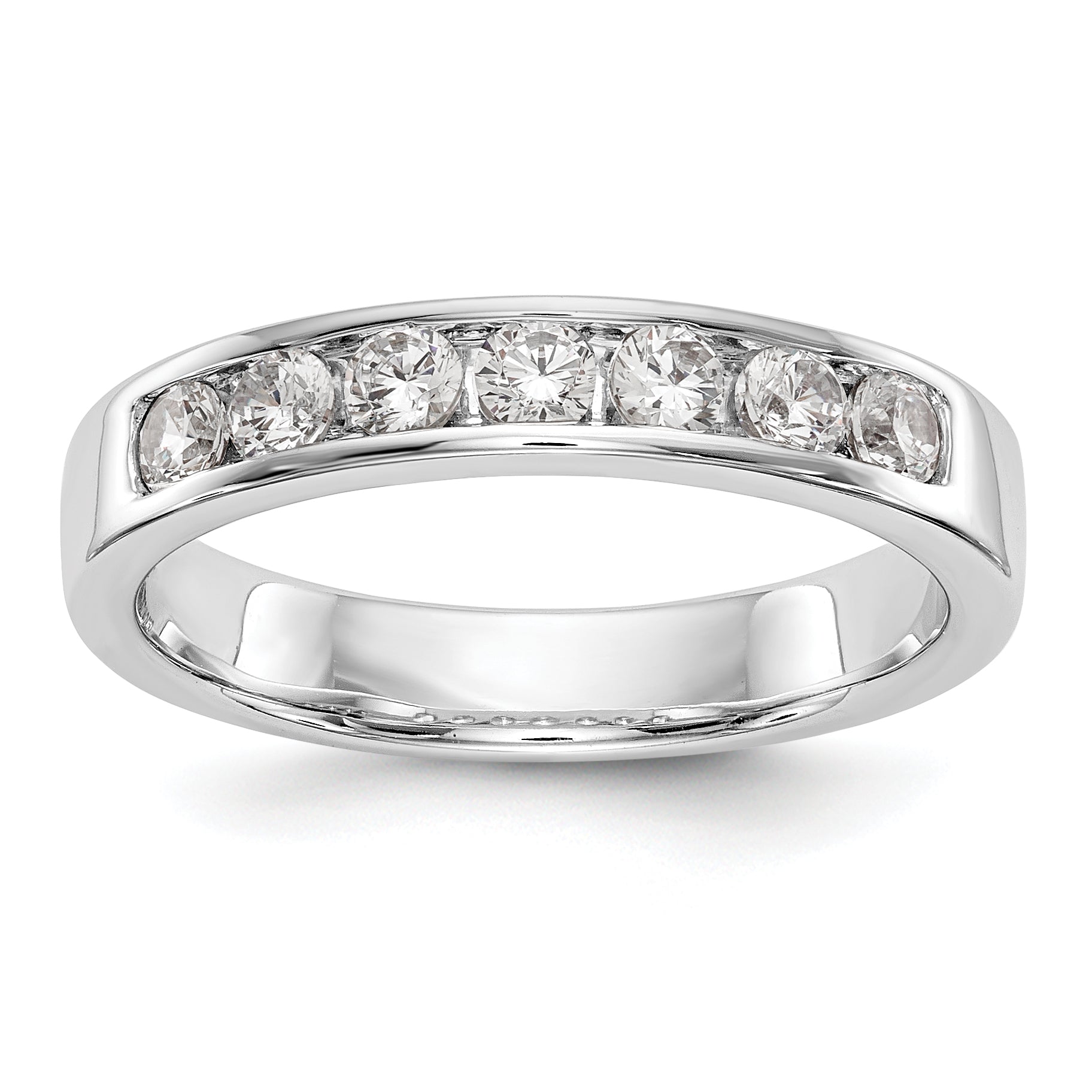 0.49ct. CZ Solid Real 14K White Gold 7-Stone Channel Wedding Band Ring