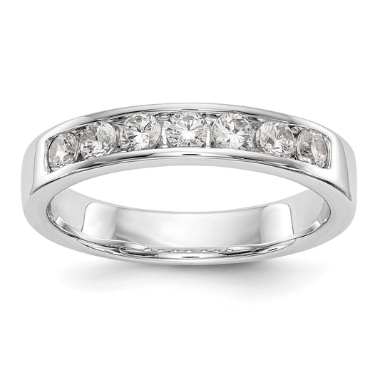0.49ct. CZ Solid Real 14K White Gold 7-Stone Channel Wedding Band Ring