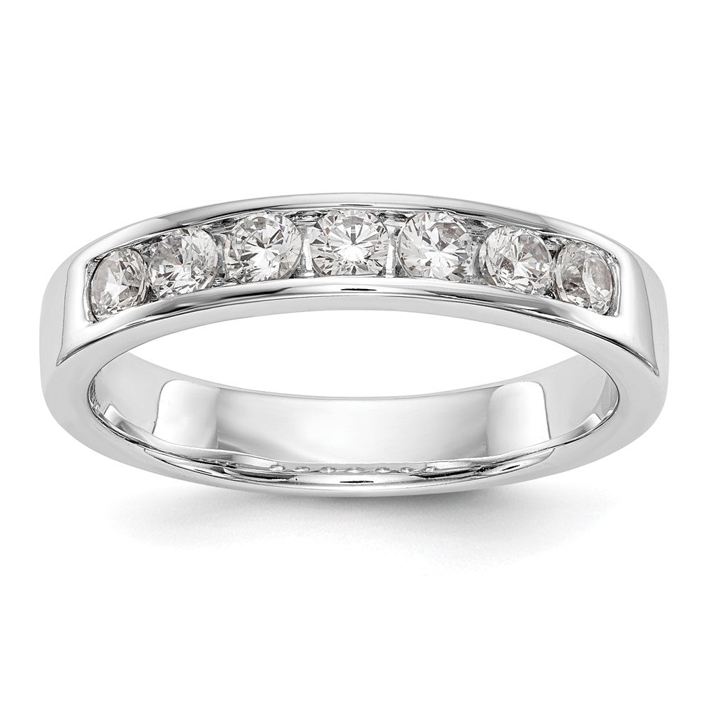 0.49ct. CZ Solid Real 14K White Gold 7-Stone Channel Wedding Band Ring