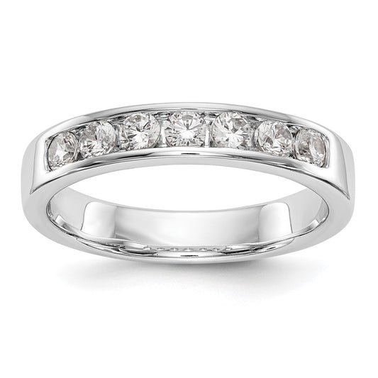 0.49ct. CZ Solid Real 14K White Gold 7-Stone Channel Wedding Band Ring