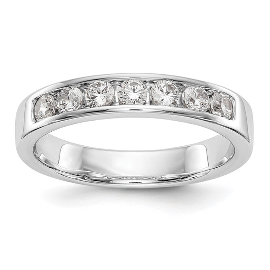 14k White Gold 7-Stone 1/2 carat Round Diamond Complete Channel Band