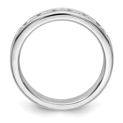 14K White Gold 7-Stone Real Diamond Channel Band