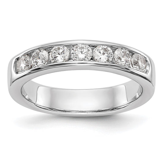 0.72ct. CZ Solid Real 14K White Gold 7-Stone Channel Wedding Band Ring