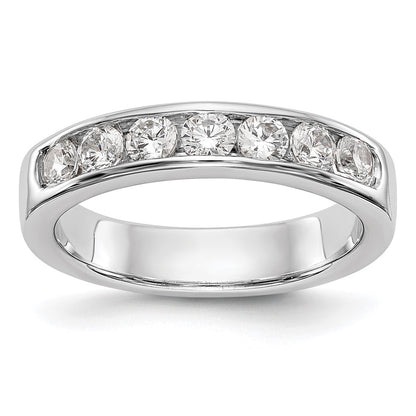 14K White Gold 7-Stone Real Diamond Channel Band