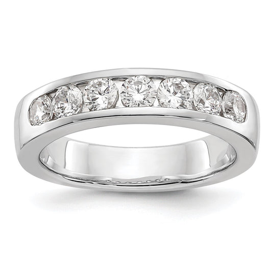 0.98ct. CZ Solid Real 14K White Gold 7-Stone Channel Wedding Band Ring
