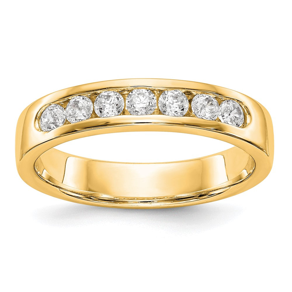 14K Yellow Gold 7-Stone Real Diamond Channel Band