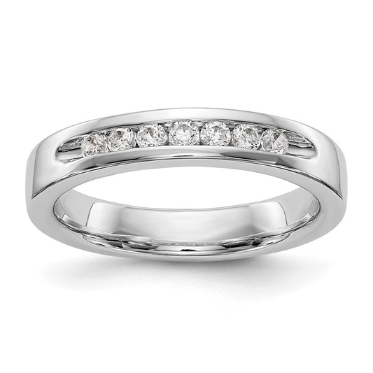 0.25ct. CZ Solid Real 14K White Gold 7-2mm Stone Channel Wedding Band Ring