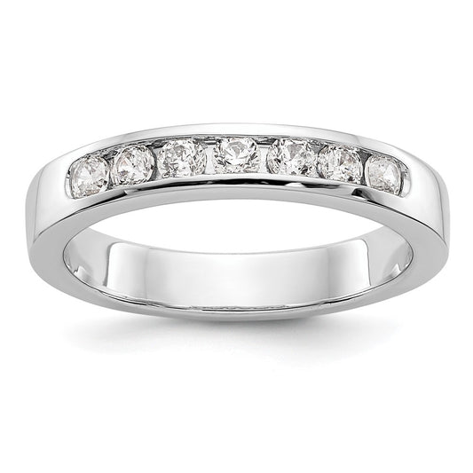 0.37ct. CZ Solid Real 14K White Gold 7-2.4mm Stone Channel Wedding Band Ring