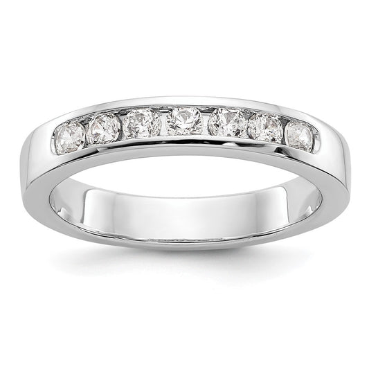 14k White Gold 7-Stone 1/3 carat Round Diamond Complete Channel Band