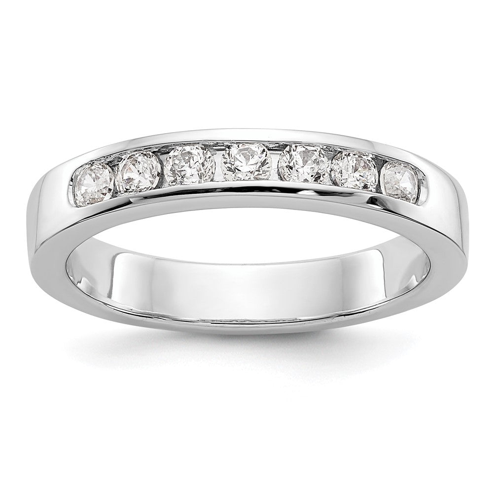 0.37ct. CZ Solid Real 14K White Gold 7-Stone Channel Wedding Band Ring