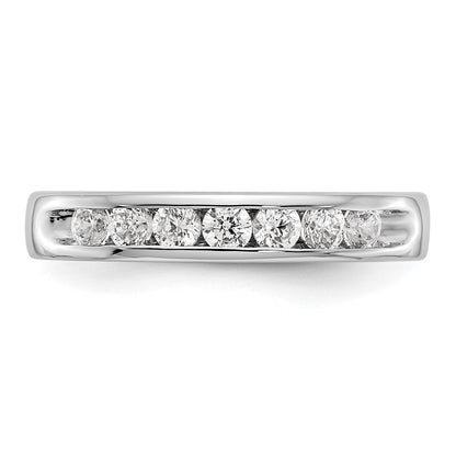 14K White Gold 7-Stone Real Diamond Channel Band