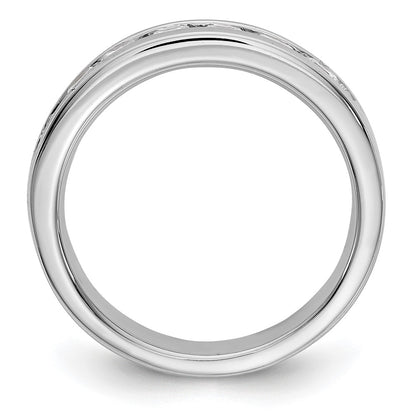 14K White Gold 7-Stone Real Diamond Channel Band