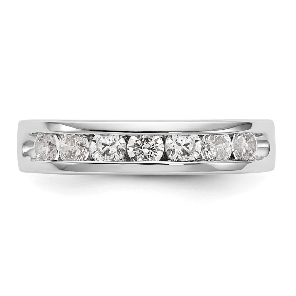14K White Gold 7-Stone Real Diamond Channel Band