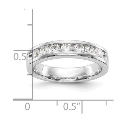 14K White Gold 7-Stone Real Diamond Channel Band