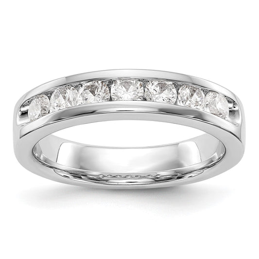 0.72ct. CZ Solid Real 14K White Gold 7-3mm Stone Channel Wedding Band Ring