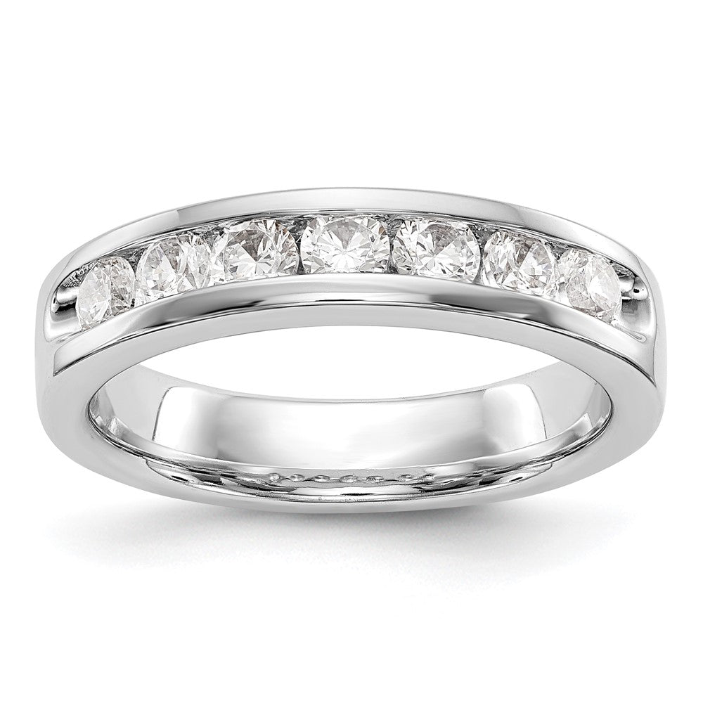 14K White Gold 7-Stone Real Diamond Channel Band