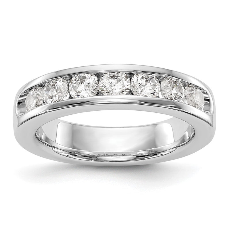 14K White Gold 7-Stone Real Diamond Channel Band