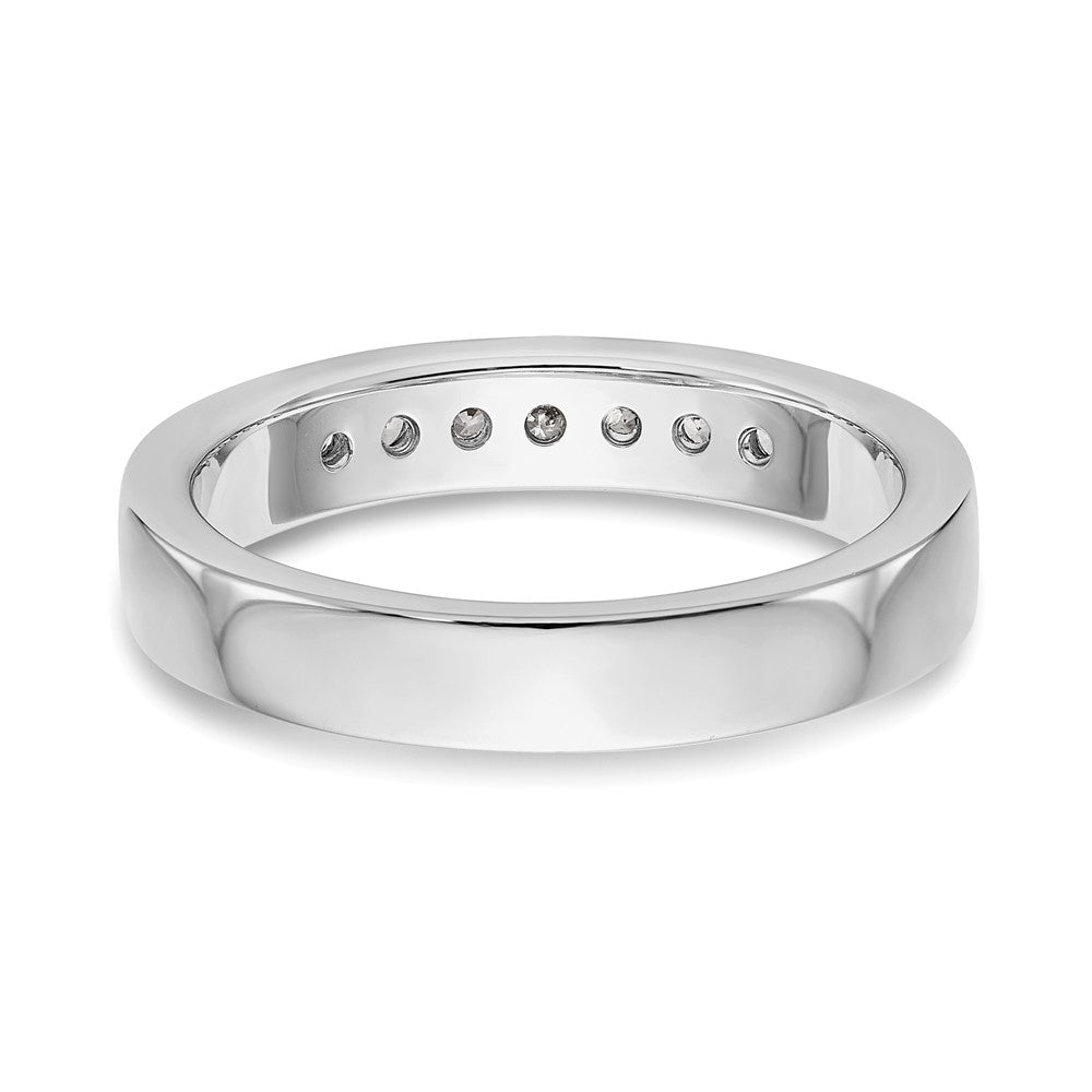 0.20ct. CZ Solid Real 14k White Gold Flat Partial Closed 7-Stone Channel Wedding Band Ring